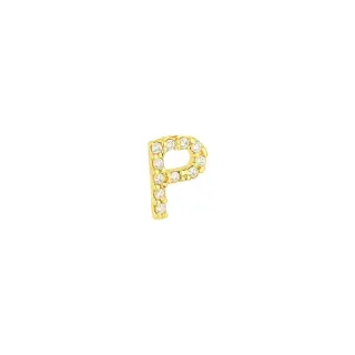 Pingente letra P de ouro 18k cravejada