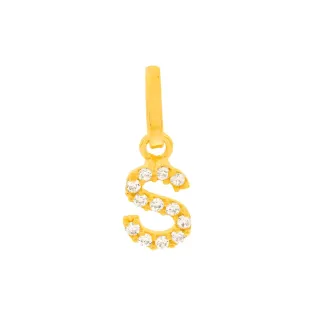 Pingente letra S de ouro 18k Letra com pedras