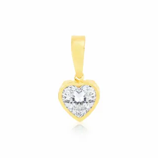 Pingente de ouro 18k coração pedra