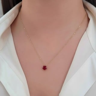 Corrente + Pingente de ouro ponto de luz vermelho VII