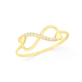 Anel de ouro infinito 18k cravejado delicado
