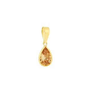 Pingente de ouro 18k gota citrino champagne