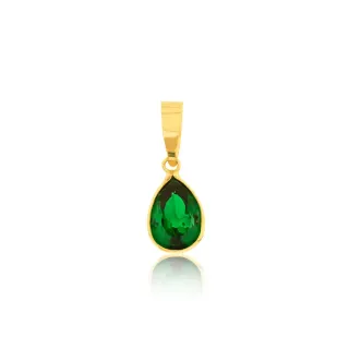 Pingente de ouro 18k gota em ouro com pedra de zircônia 