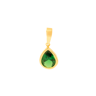Pingente de ouro 18k gota em pedra verde