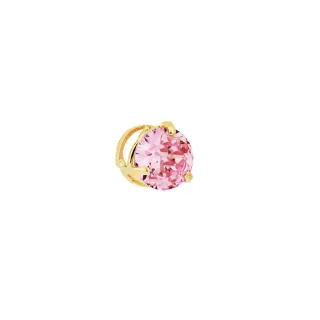 Pingente de ouro 18k 4mm pedra rosa