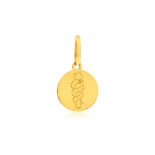 Pingente de ouro 18k profissão odontologia placa redonda pequena