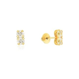Brinco de ouro 18k infantil pedra 2mm
