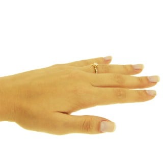 Anel de Ouro 18k solitário noivado ondas