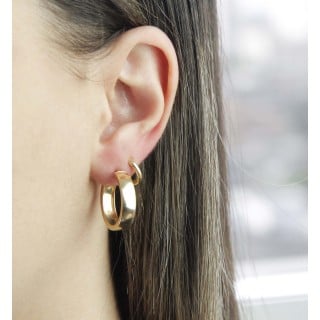 Brinco de ouro 18k argola fio abaulado