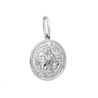 Pingente de São Bento medalha ouro branco 18k M