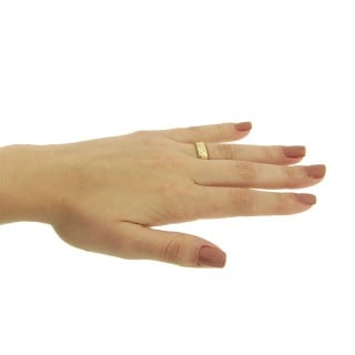 Anel feminino de ouro 18k face lisa e fosca