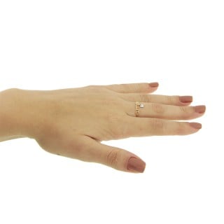 Anel de ouro 18k escrito amor pingente coração