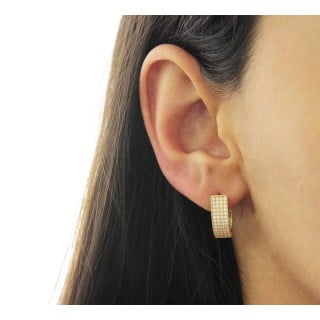 Brinco Argola De Ouro 18k Adulto Com Cravação De Zircônias