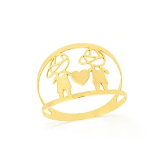 Anel de ouro 18k filhos mãe de meninos