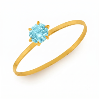 Anel de Ouro 18k solitário pedra azul
