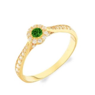 Anel de esmeralda e diamantes ouro 18k solitário 