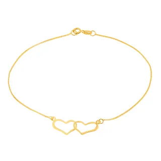 Pulseira feminina de ouro 18k veneziana coração