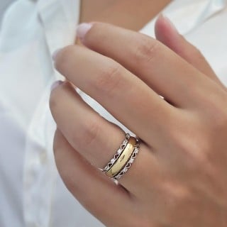 Aparador de ouro branco 18k coração e zircônias