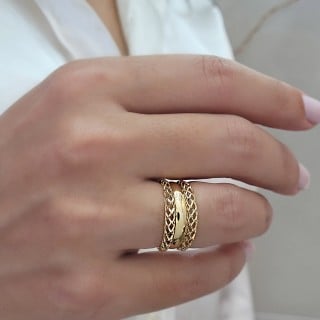Aparador de aliança de ouro 18k rede diamantado