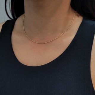 Corrente de ouro 18k fina cordão baiano 40cm