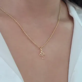 Pingente de ouro cruz 18k pequena XII