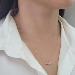 Gargantilha de ouro 18k fina coração 3cores