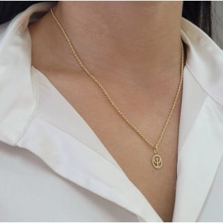 Pingente psicologia de ouro 18k oval pequeno