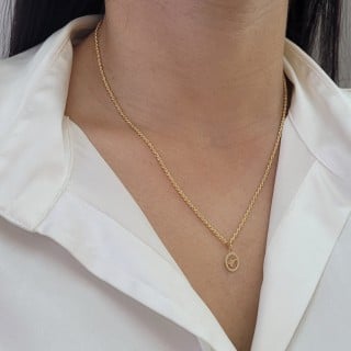Pingente enfermagem de ouro 18k oval pequeno