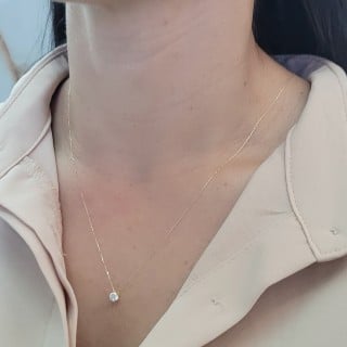 Gargantilha de ouro 18k ponto de luz ultra fina