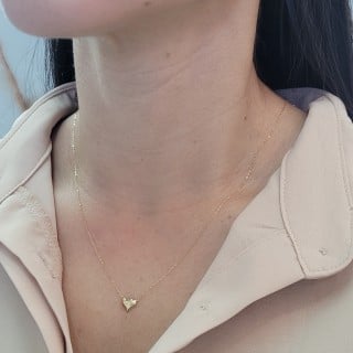 Gargantilha de ouro 18k ultra fina coração abaulado