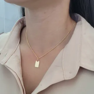 Pingente placa de ouro 18k retangular coração
