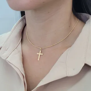 Pingente cruz de ouro 18k Pai Filho e Divino