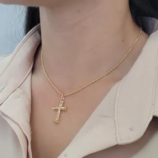 Pingente cruz de ouro 18k rendada
