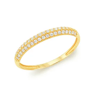 Anel modelo aparador de ouro 18k com zirconias 1,25mm