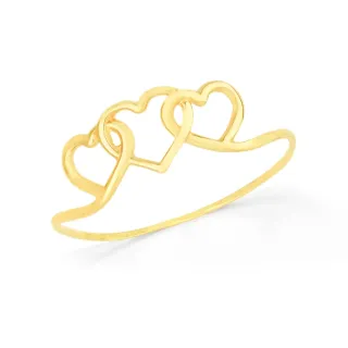 Anel de ouro coração 18k triplo 