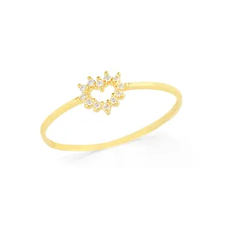 Anel de ouro coração 18k cravejado spike