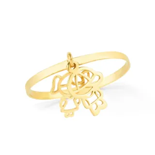 Anel filhos e ouro 18k pingente menino / menina fino