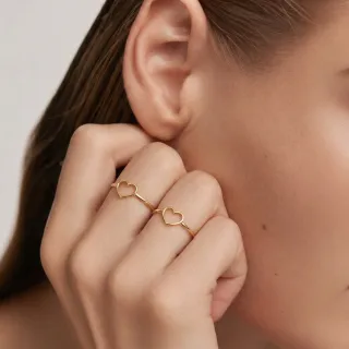 Anel de Ouro 18k infantil coração vazado