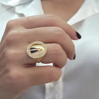 Anel de ouro Nossa Senhora Aparecida fundo fosco