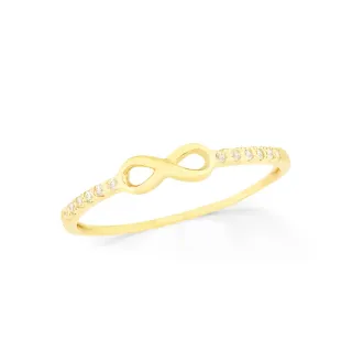 Anel meia aliança de ouro 18k infinito