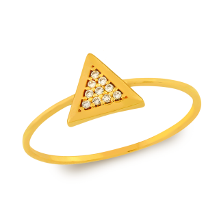 Anel de ouro 18k triangulo com pedras 