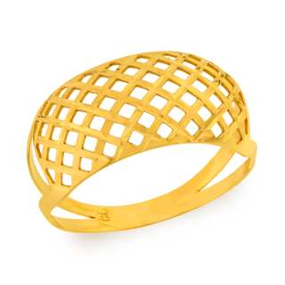 Anel feminino de ouro 18k face rede