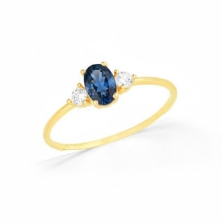Anel de ouro 18k pedra azul Elite