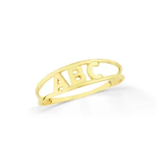Anel ABC infantil de ouro 18k aro duplo