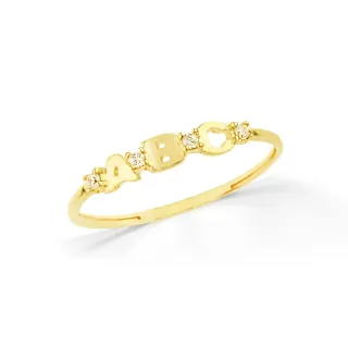 Anel ABC infantil de ouro 18k cravejado