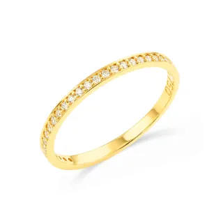 Anel aparador de aliança ouro 18k com cravação de zircônias 1mm