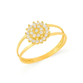 Anel chuveiro de ouro 18k aro duplo