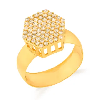 Anel chuveiro sextavado de ouro 18k feminino