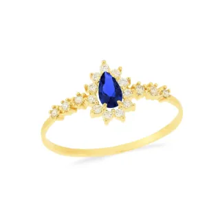 Anel com pedra azul ouro 18k Versailles VII 