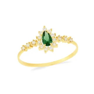 Anel com pedra verde de ouro 18k Versailles VII